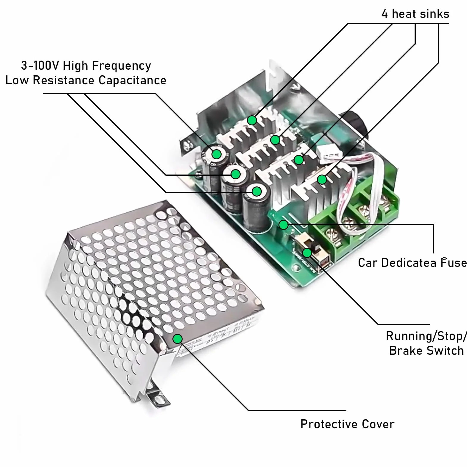 2 regolatori di velocità del motore 12 V: PWM DC 7 – 80 V 30 A, regolatore di velocità del motore, 12 V, 24 V, 48 V, 60 V, 70 V, DC con manopola, regolatore di tensione elettronico del motore