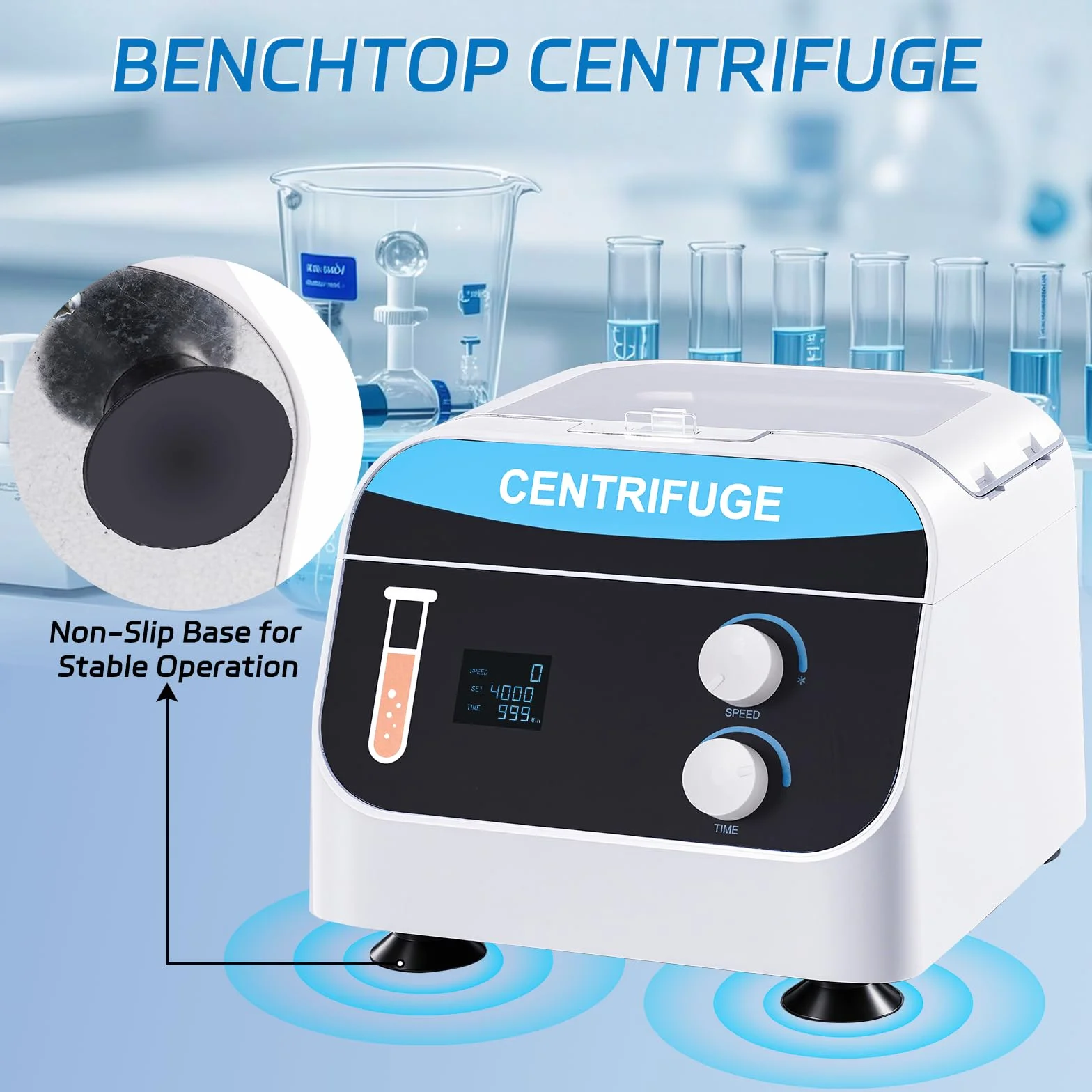 YUCHENGTECH Centrifuga da Laboratorio Digitale da Tavolo Centrifuga a BassaVelocità 20mlx6 4000 Giri/min 0-999 Min Tempi 1920XG per Provette da Centrifuga 5/7/10ml, 28x26x21cm 5kg
