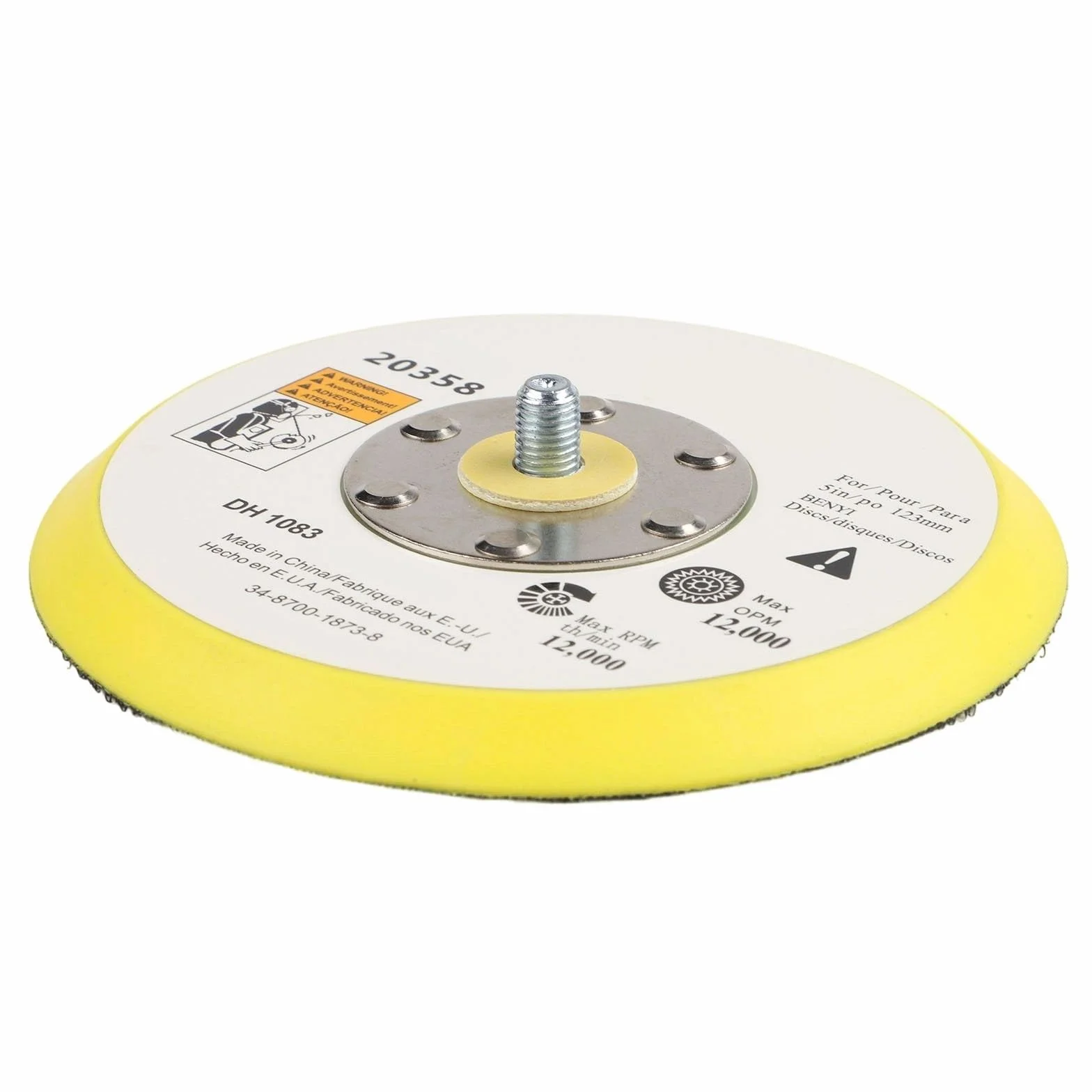 Platorello di supporto per sistemi di levigatura pneumatica con attacco filettato M6 e M8 (12,7 cm) di diametro 5,1 cm, 7,6 cm