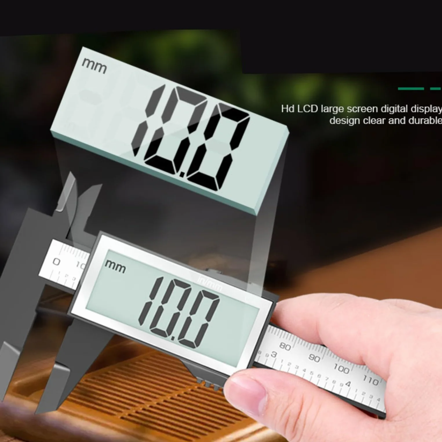 JZK calibro digitale elettronico da 150 mm in plastica con grande schermo LCD, 15 cm 6 pollici conversione metrica in pollici, misuratore di profondità, strumento di misura per diametro interno