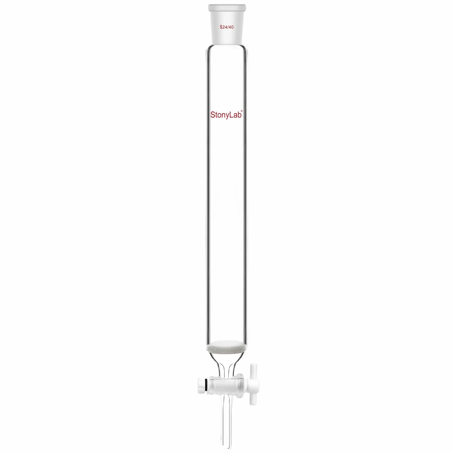stonylab Colonna di Cromatografia, Diametro Interno 38 mm, Lunghezza Efficace 254 mm, Disco Sinterizzato G2, Giunto 24/40, Vetro Borosilicato Alto per Uso in Laboratorio