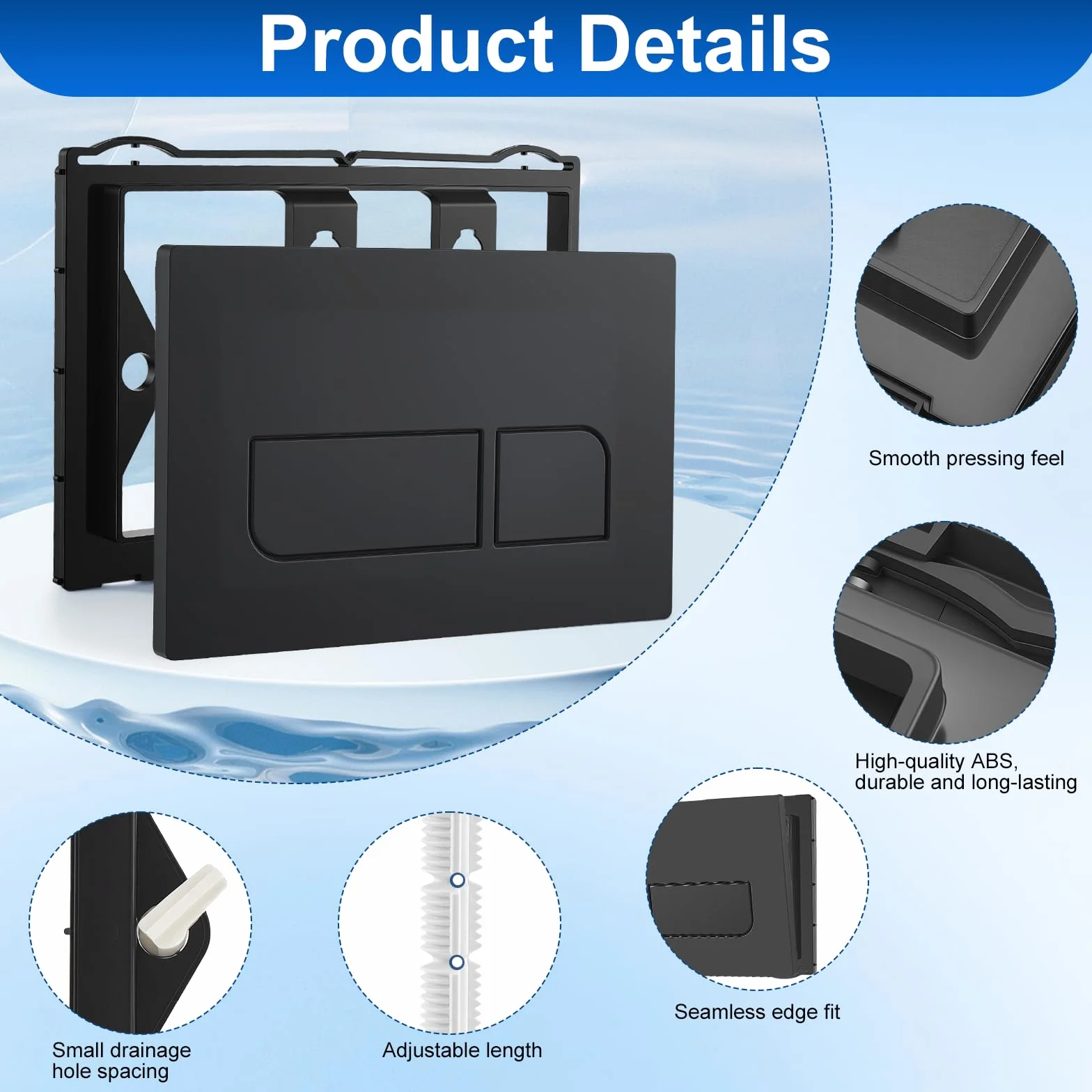 Placca di Comando WC Geberit Sigma Compatibile Pulsante Doppio Scarico Pannello Frontale ABS 16.4×24.6 cm Nero