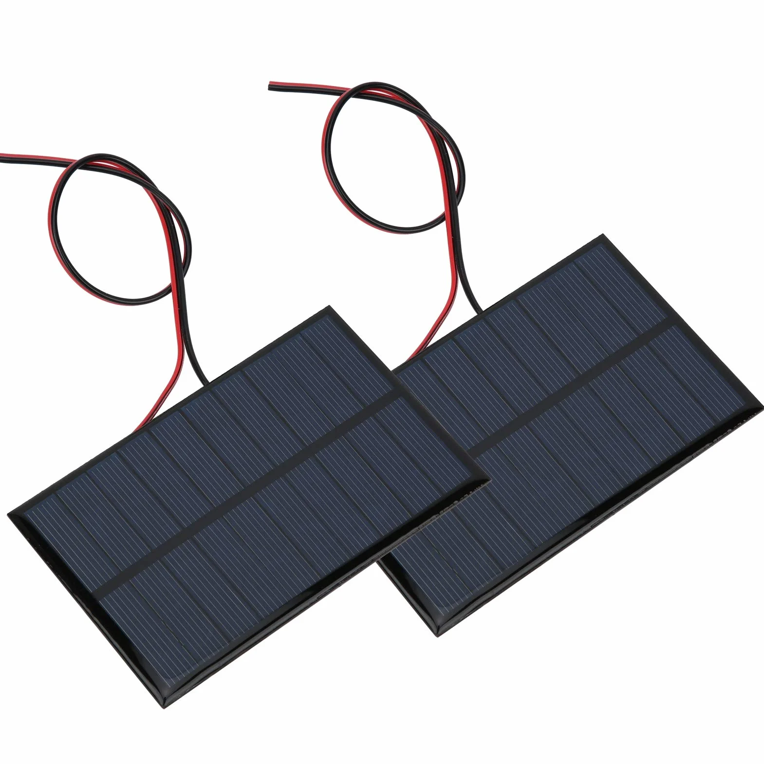 Mini Pannelli Solari 5V 250mA 1,25W 2 Pezzi Policristalline 110x69mm con Cavo 30cm per Progetti Fai da Te