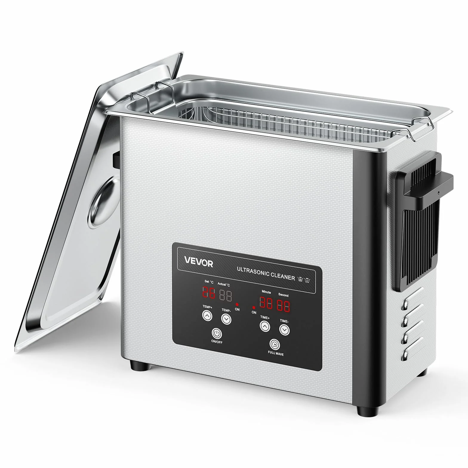 VEVOR Pulitore a Ultrasuoni da 6 L, Macchina Professionale per la Pulizia a Ultrasuoni, con Cestello di Pulizia e Schermo Digitale, in Acciaio Inox da 120 W e 40 kHz per Orologi, Rasoi, Gioielli