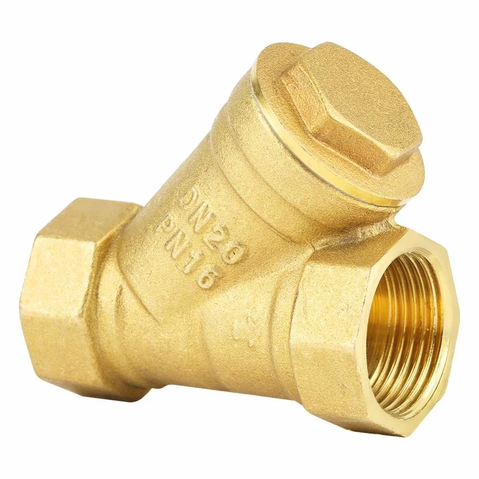 Filtro Ottone, Akozon DN20 3/4" Filtro Ottone a Y Filetto Femmina BSPP Connettore con Valvola per Separazione Olio Acqua