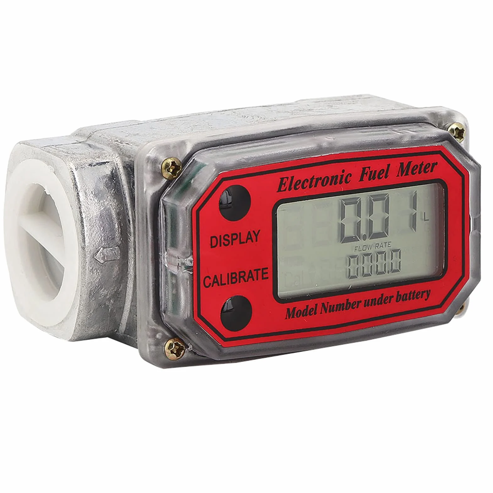 Contalitri Gasolio Misuratore di Portata Elettronico Turbina Digitale 10-200L 1" NPT Rosso LLW-25