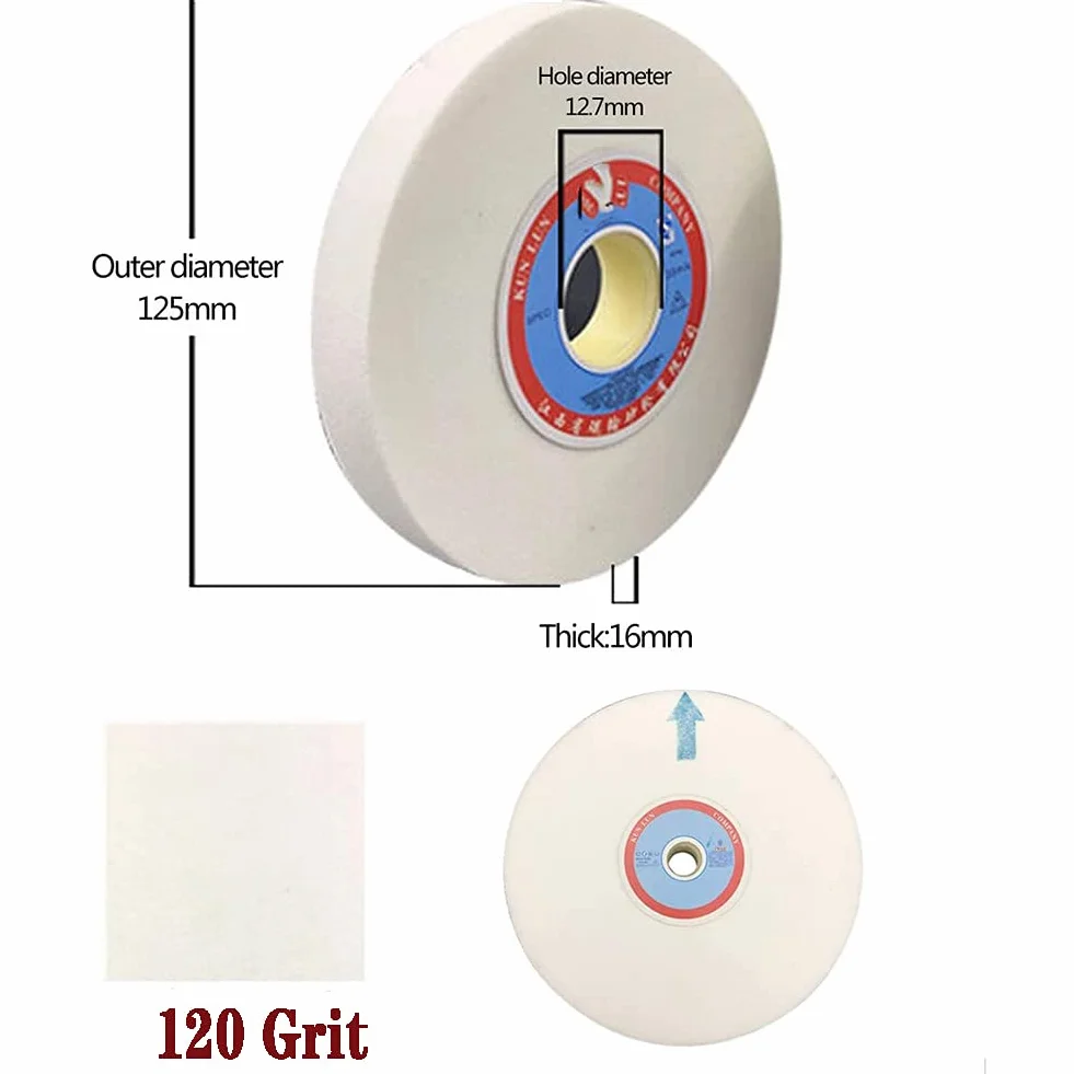 Mola da Banco, Diametro Esterno: 125 Mm, Diametro del Foro: 12,7 Mm, Spessore: 16 Mm, 1 Pezzo per Applicazioni Come Acciaio O Metalli,120 Grit