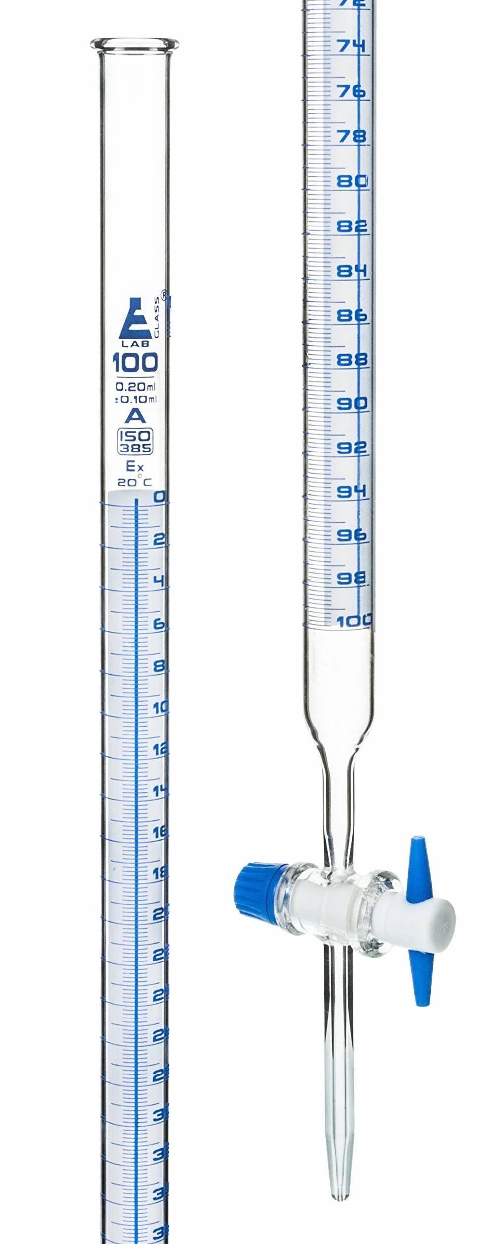 Buretta in vetro Schellbach 100ml - Classe A - Rubinetto in PTFE - Eisco Labs