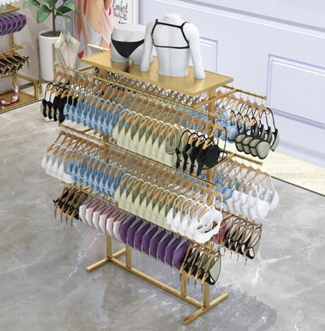 Espositori per negozi di abbigliamento Espositore per biancheria intima Espositori per biancheria intima indipendenti per negozi al dettaglio, Appendiabiti per reggiseni a 3 strati, Appendia