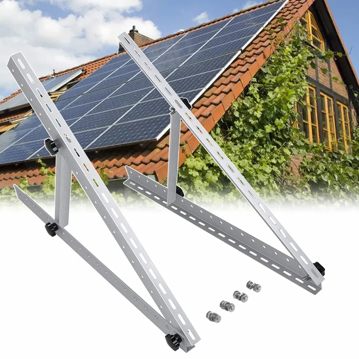 Staffe di Montaggio inclinabili per Pannello Solare ad Angolo Regolabile, Pannello Solare di Supporto per Qualsiasi Tetto a Superficie Piana, Camper, Barca, 22"