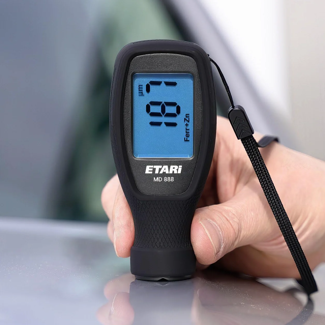 ETARI® MD 888 - Misuratore di vernice per uso professionale con sensore in rubino resistente all'usura, rileva parti zincate e mastice magnetico metallico