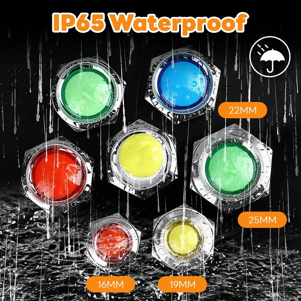 Luci di controllo in metallo 19 mm verde 220 V impermeabile spia LED