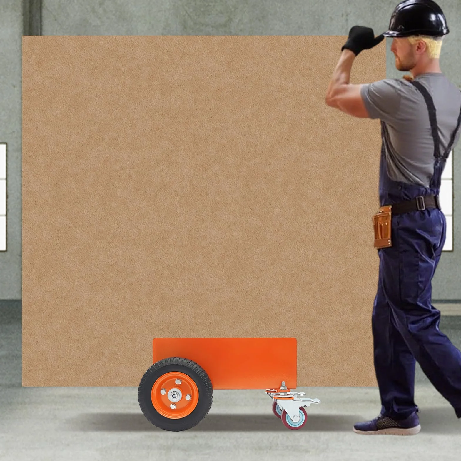 Carrello con morsetto a pannello, 300 kg, capacità di carico, in acciaio, con ruote universali, per cartongesso, 45 x 31,5 x 25,5 cm