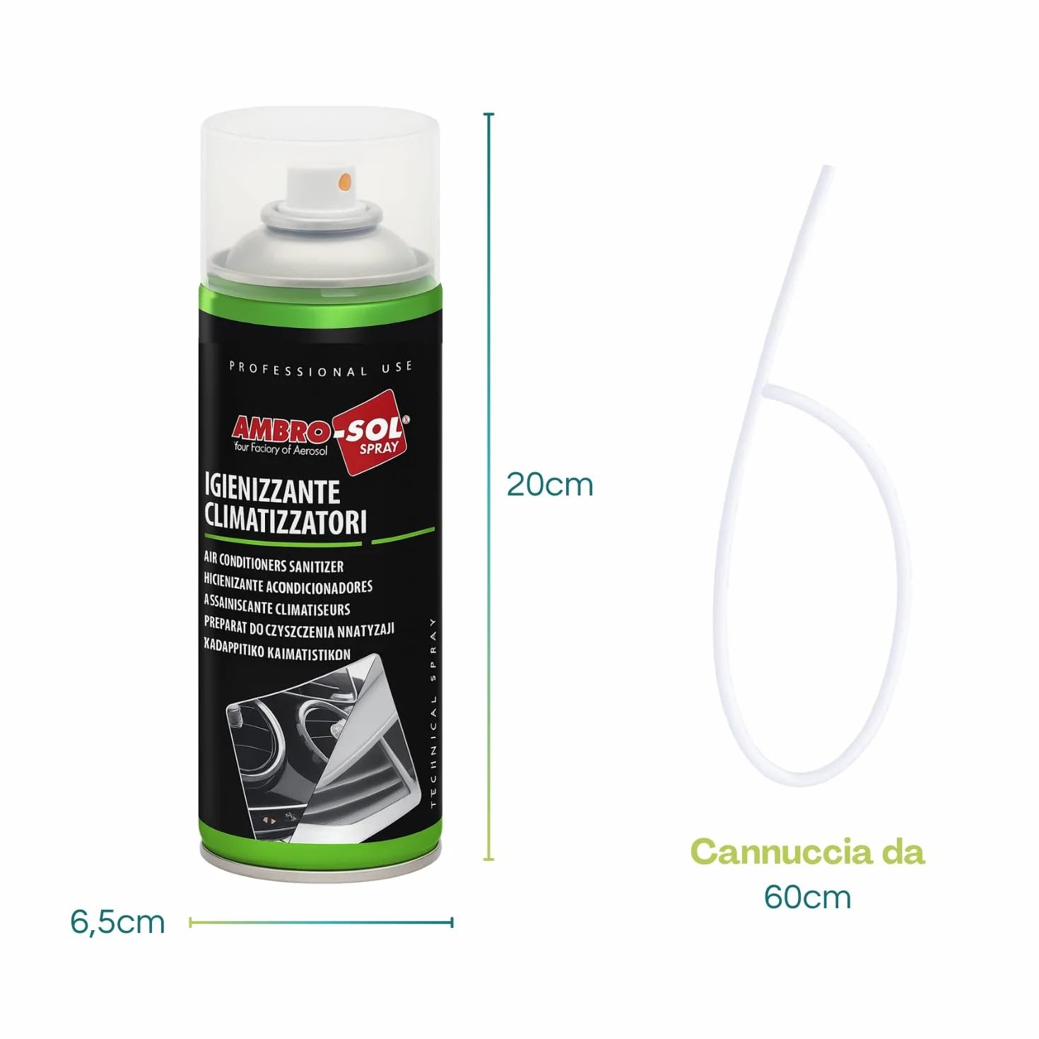 Bomboletta Igienizzante climatizzatori 400 ml Climatizzatore Igienizzante Virus, Batteri, Spray, Climatizzatore Auto, Battericida e Fungicida + Cannuccia di 60 cm (3)