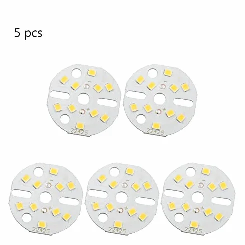Othmro Chip LED da 5 W, diametro 32 mm, 2835 SMD LED, lampadina in alluminio 15-17 V, bianco caldo 3000 K, 120 lm, 5 pezzi