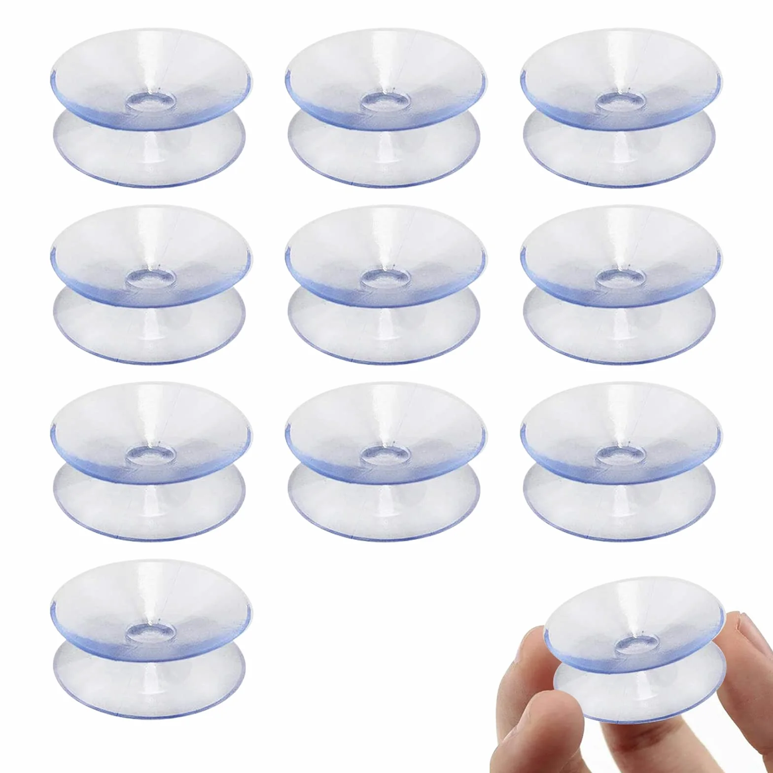 Kiuiom Ventose a doppia faccia,Ventosa in plastica a doppia faccia,Doppia ventosa trasparente,Ventose a doppio lato in silicone,Adatto per esterni,Cucina,Bagno,Specchio,10 pezzi