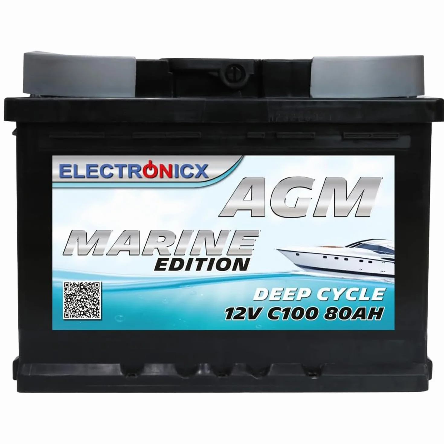 Batteria AGM 80Ah 12V Deep Cycle – Accumulatore a Scarica Profonda per Barca, Camper, Auto, Impianti Solari – Non richiede manutenzione, Uso Nautico e Off Grid