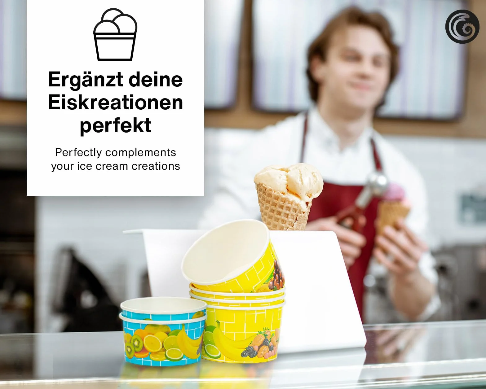 Octopus 200x coppe gelato di carta 260 ml