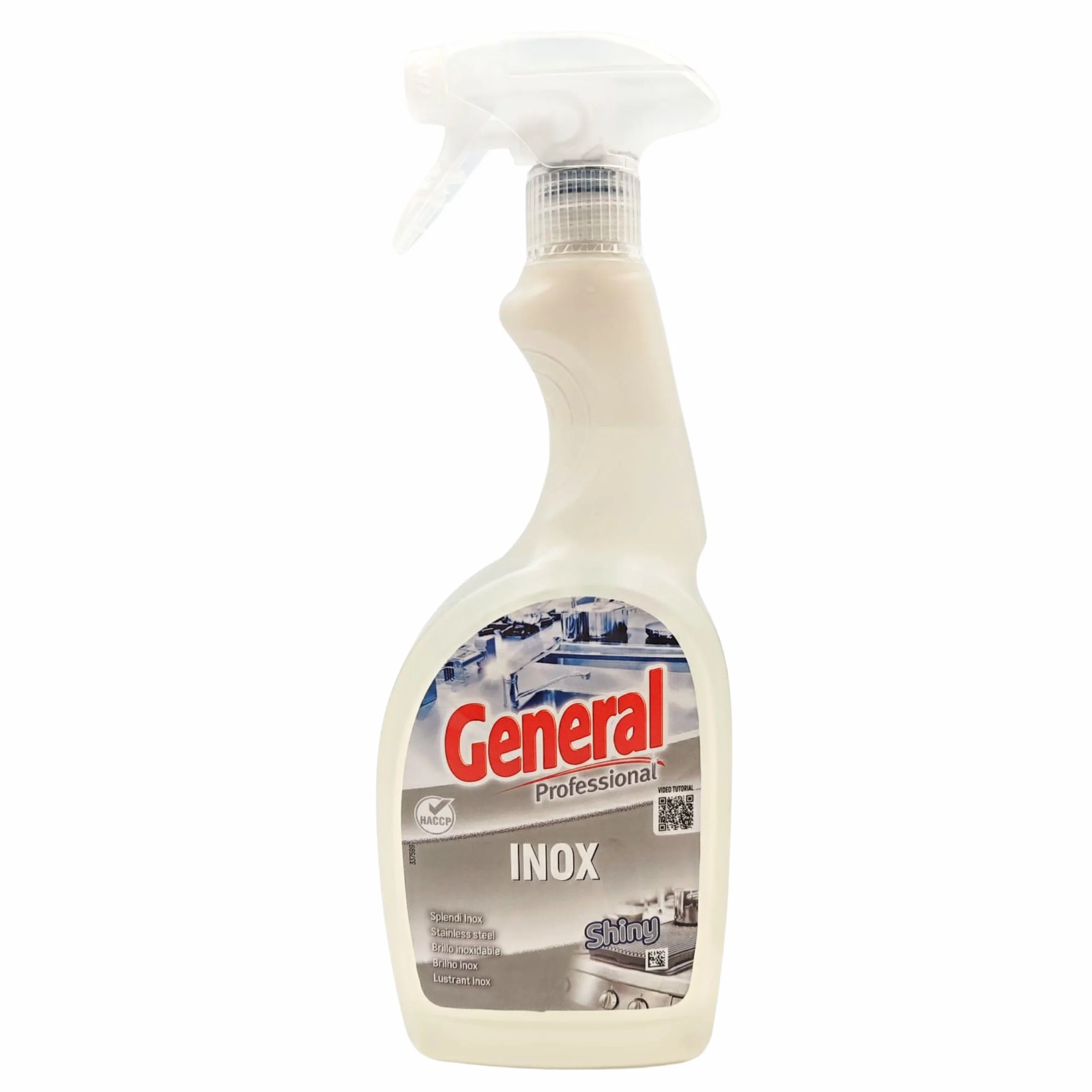 Inox Pulitore Rapido e Lucidante 750 ml - Effetto Brillante senza Aloni - Ideale per Acciaio, Ghisa e Ottone - Uso Professionale HACCP - Flacone Spray