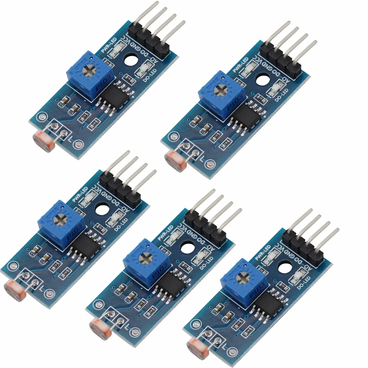 5PCS 4 perni sensore fotoresistore Rilevamento della luce Modulo fotoresistore Sensore di luce modulo rilevatore di luce con uscita digitale