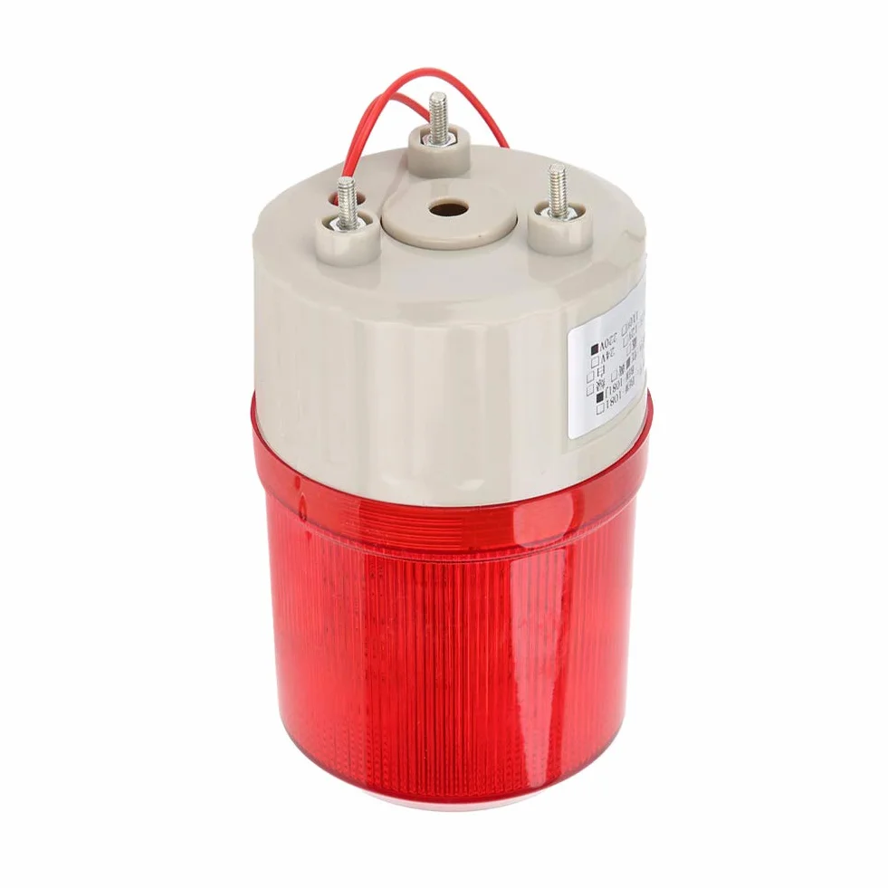 Segnalatore Luminoso LED Allarme Sonoro 220V Rosso 100dB 20W Spia Rotante Sicurezza Cantiere