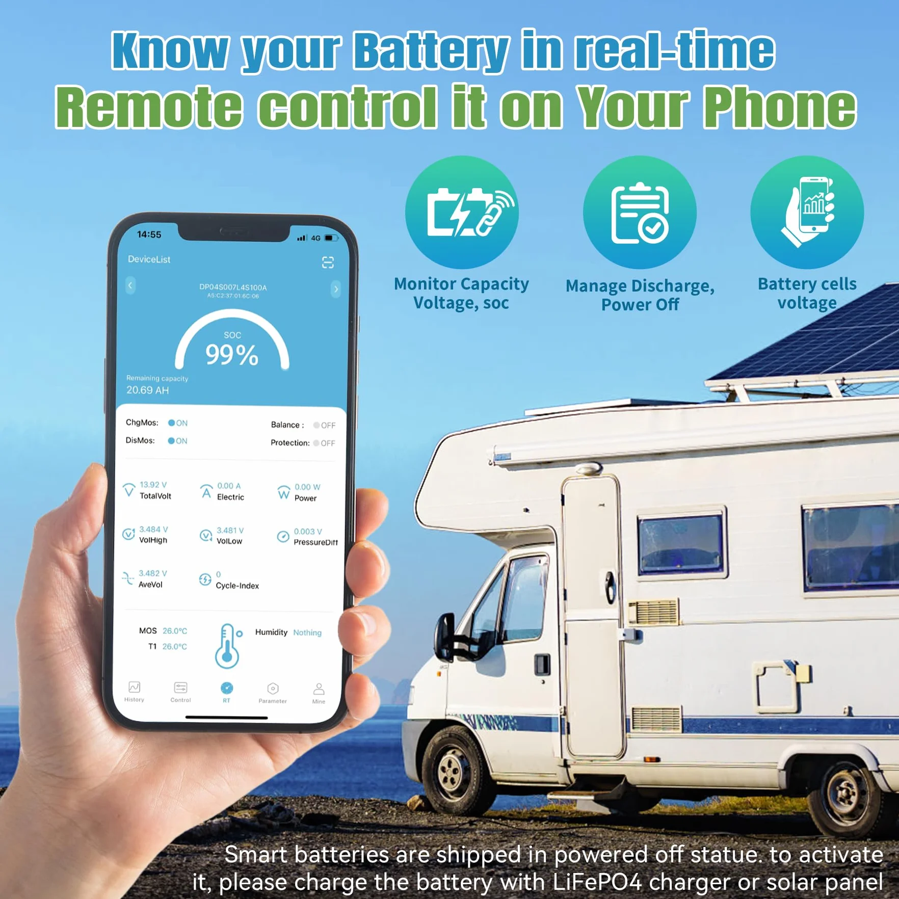 TCBWORTH LiFePO4 12V 100Ah Bluetooth Batterie al Litio 100A BMS, a Bassa Temperatura e 4000+ Ciclo Profondo, 1280Wh per Camper, Barca, Casa, Kit di Pannelli Solari, Campeggio