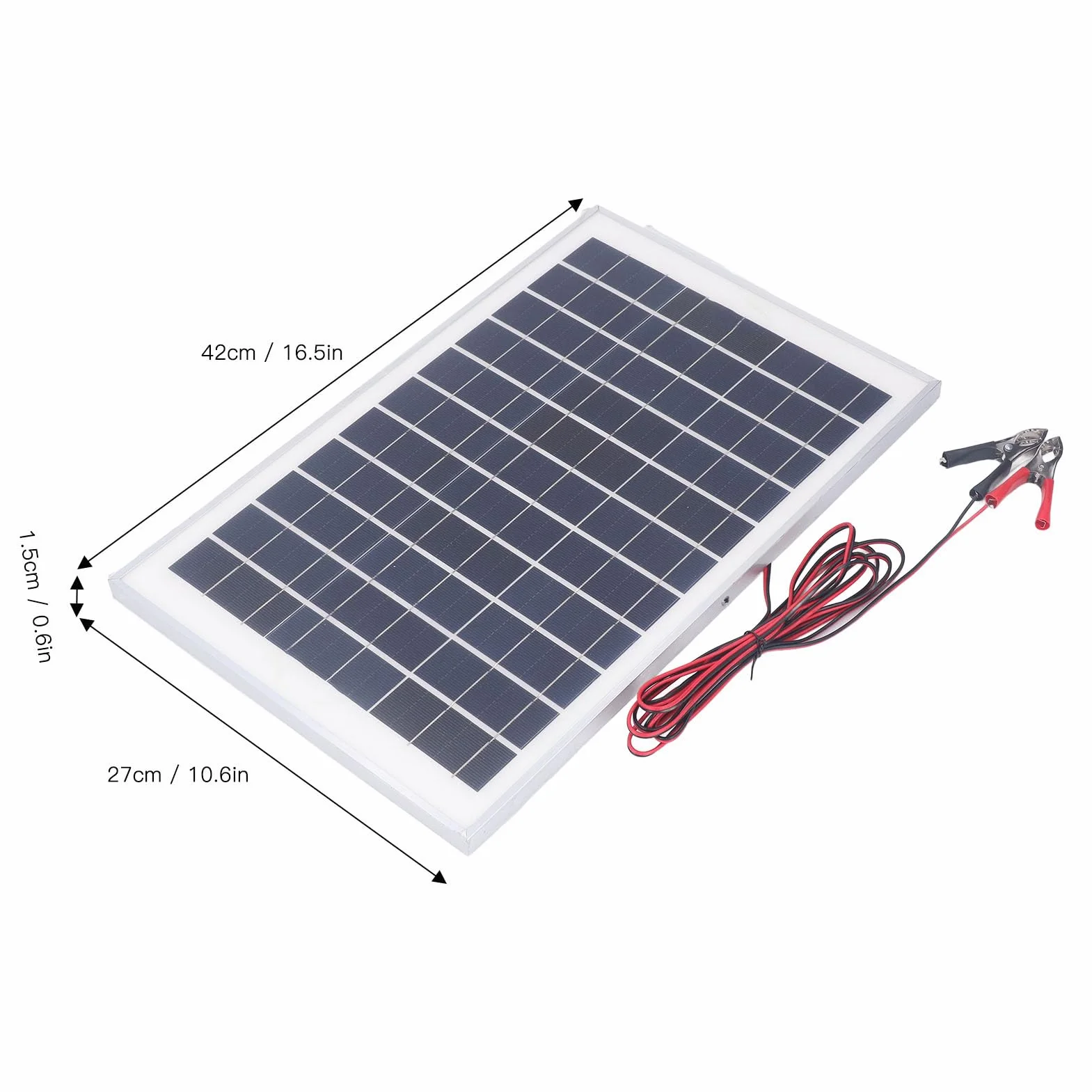 Kit Pannello Solare 50W 18V con Regolatore di Carica Impermeabile MPPT Morsetto Batteria da 3 Metri per Roulotte per Rimorchio per Barca da Esterno