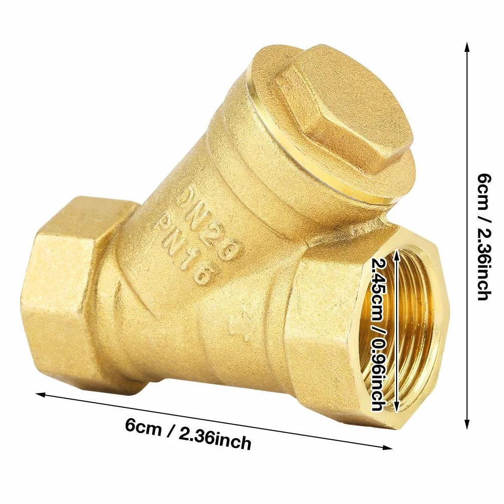 Filtro Ottone, Akozon DN20 3/4" Filtro Ottone a Y Filetto Femmina BSPP Connettore con Valvola per Separazione Olio Acqua