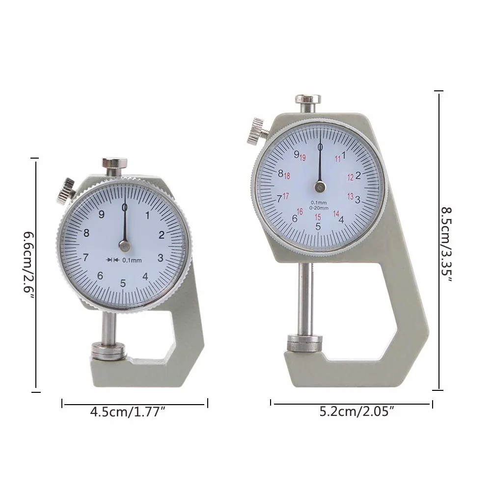 Dial Thickness Gauge 10 20 mm Pelle spessore carta metro tester precisione 0,1 mm