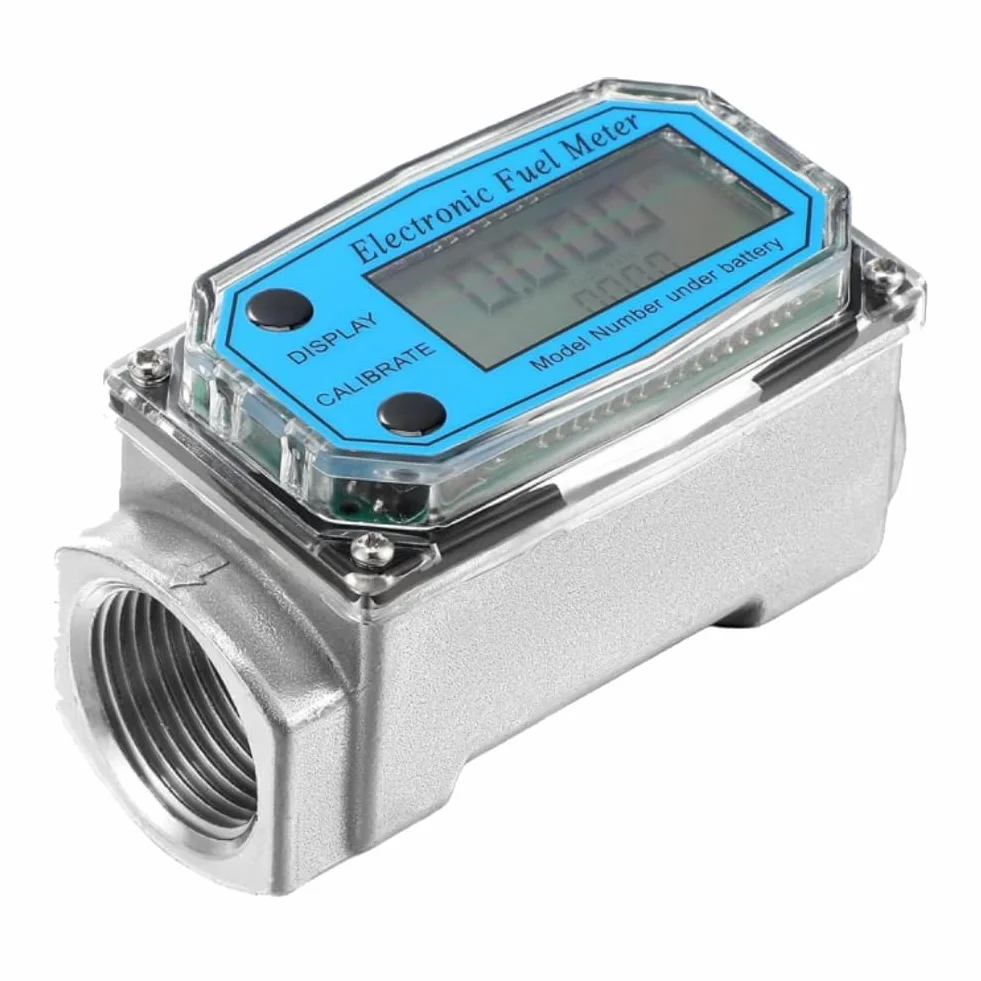 Misuratore di Portata Digitale a Turbina, 1" NPT Flussometro del Carburante, Misuratori del Flusso con Display LCD, per Diesel Kerosene Benzina, 15-120 Litri, Blu