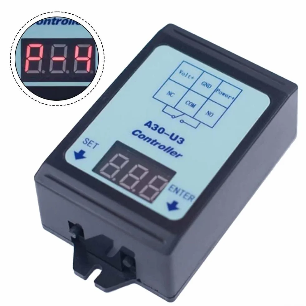 Relè di Tempo di Ritardo di Tensione DC A30-U3 Controller di Tempo di Ritardo 6-80V Gamma di Monitoraggio per Apparecchiature Elettriche per Carico di Contatto 30A 4 Modalità di Lavoro Tempo di