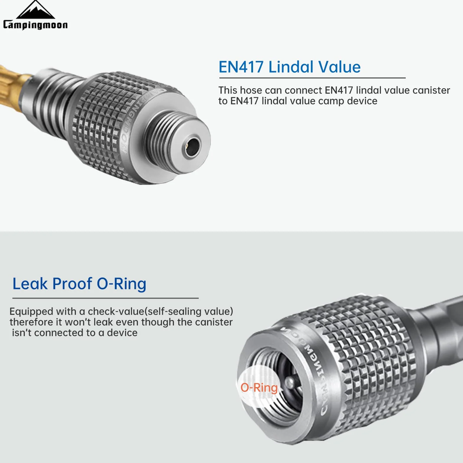 Campingmoon - Adattatore per tubo del gas da campeggio per valvola Lindal EN417 a vite, contenitore e dispositivo da 100 cm
