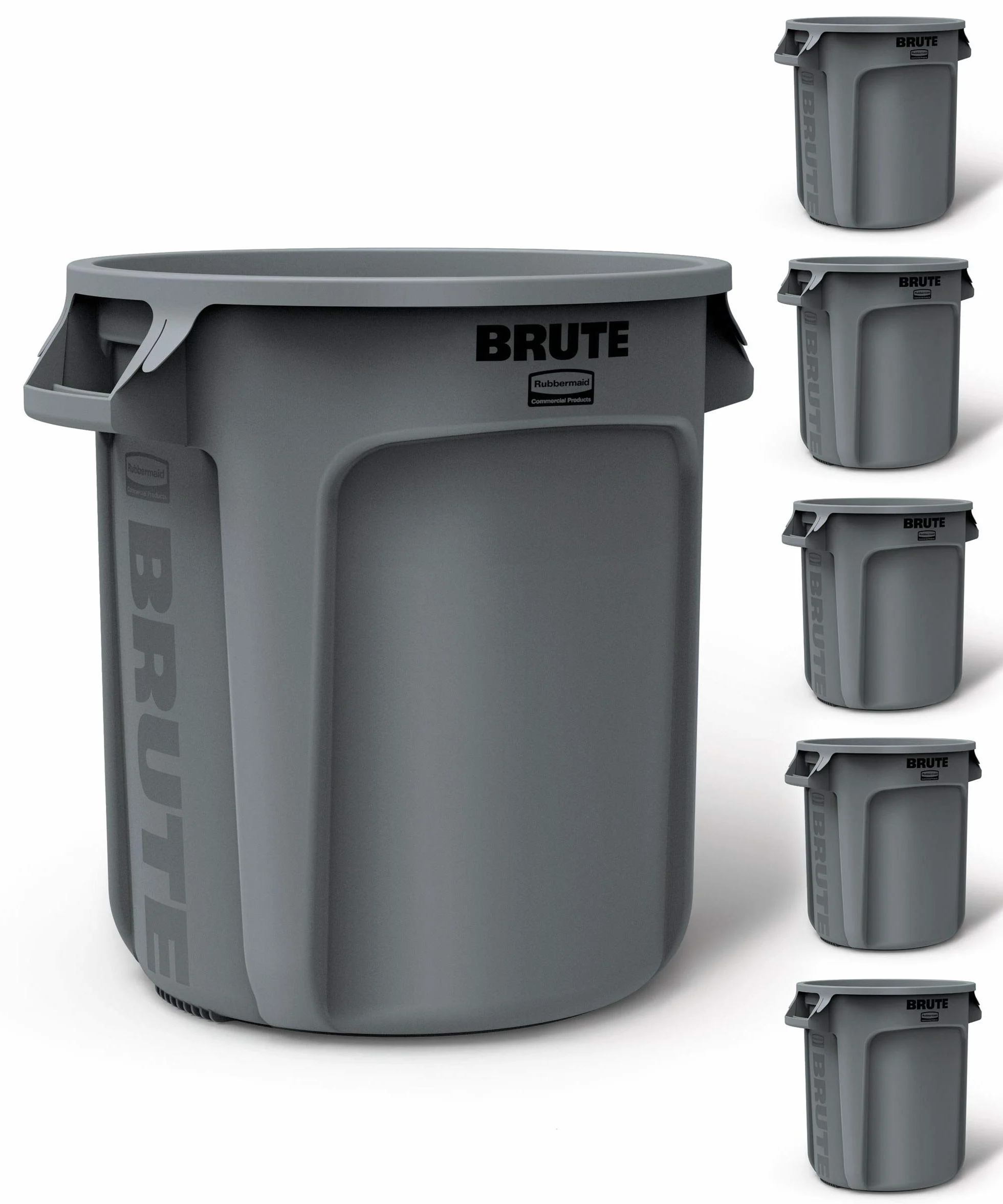 Rubbermaid FG261000GRAY Brute, Contenitore per alimenti rotondo, 37,9 L, colore: grigio (Confezione da 6)