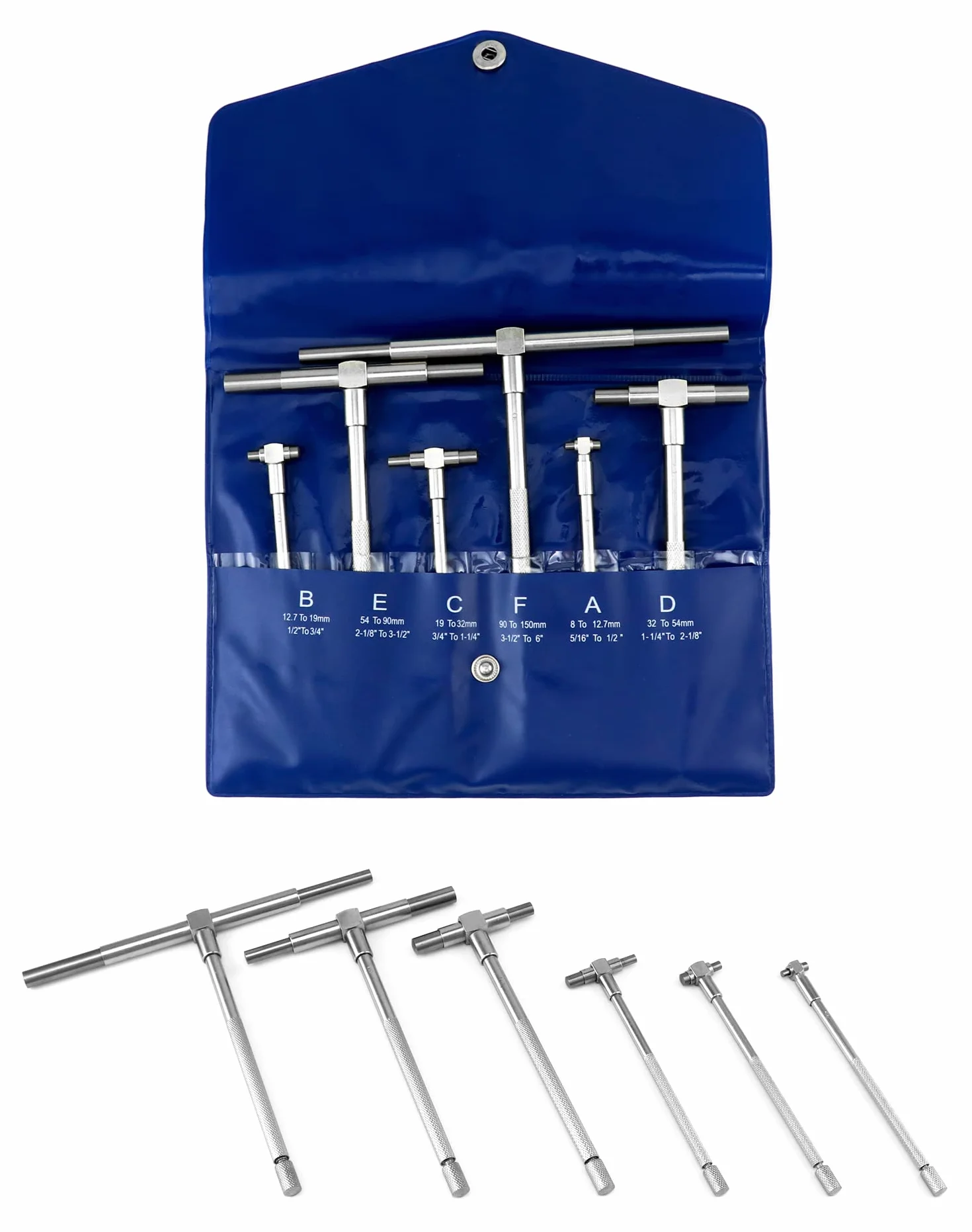 QWORK® Calibro Telescopico 8mm - 150mm Calibro Interno Set, Truschino Falegname, 6 Pezzi