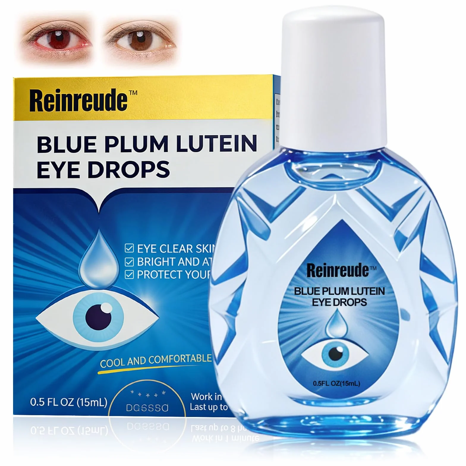 15ml Collirio Occhi Secchi, Collirio Ldratante per Occhi Secchi, Rinfrescante Lenitivo, Lubrificante, Idratanti, Pratico e Compatto, Ideale per Studenti e Chi Lavora in Ufficio(Trasparente)