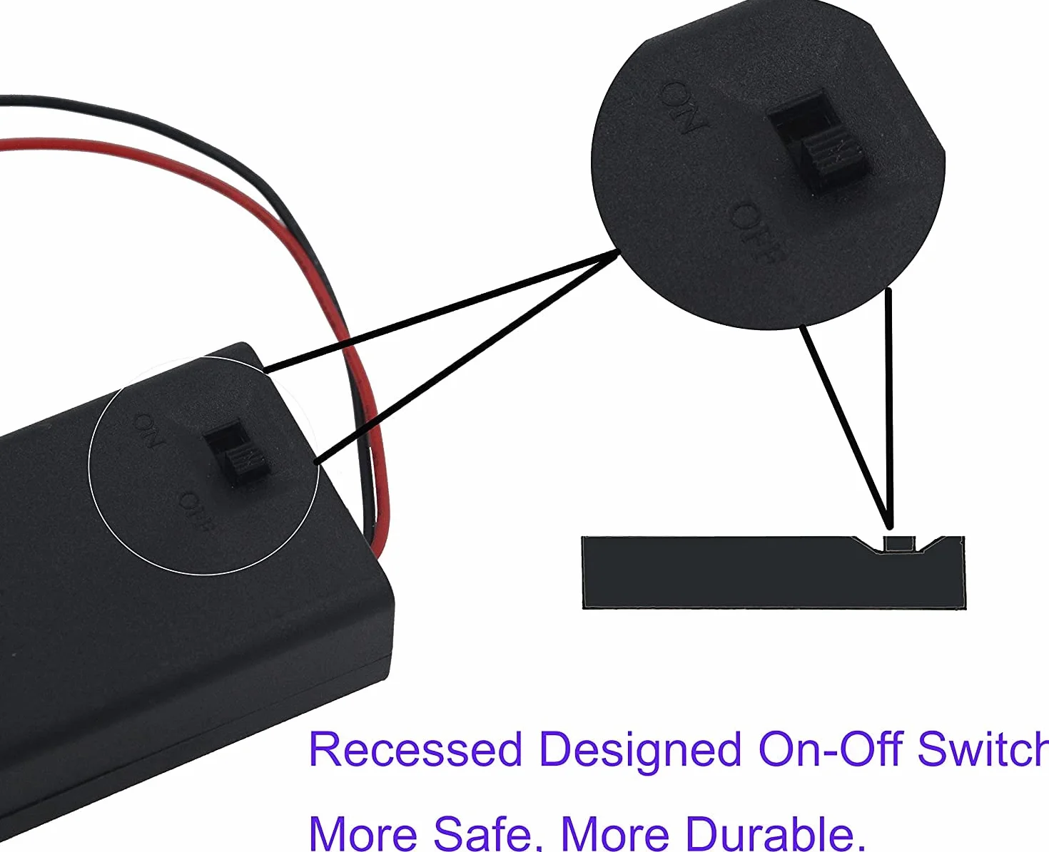RUNCCI-YUN 10 Pezzi Portabatterie AA 2x 1.5V,Portabatterie Scatola Portabatterie in Plastica con Coperchio Della Custodia Cavo Interruttore ON/OFF + 10 Clip a Coccodrillo
