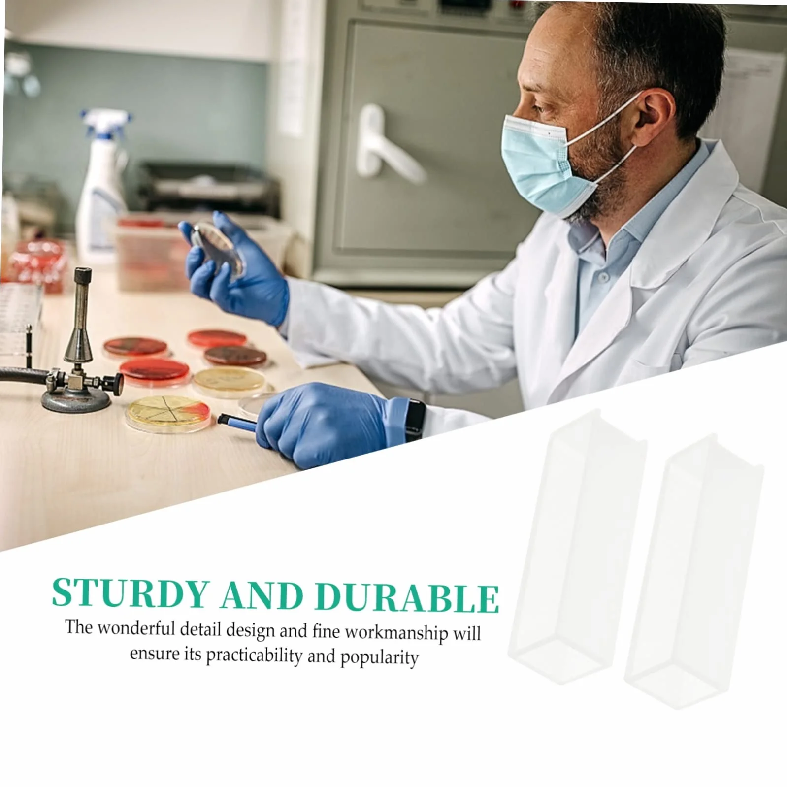 SOLUSTRE Set di 2 Cuvette in Materiale Sintetico 10mm per Spettrofotometro Laboratorio