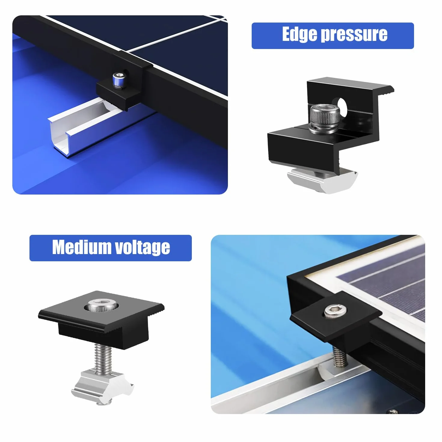 Kit di supporto per modulo solare (12 cm) e accessori, fissaggio pannelli fotovoltaici (30 – 35 mm) staffe a l per pannelli solari, centralina solare da balcone, guida a T