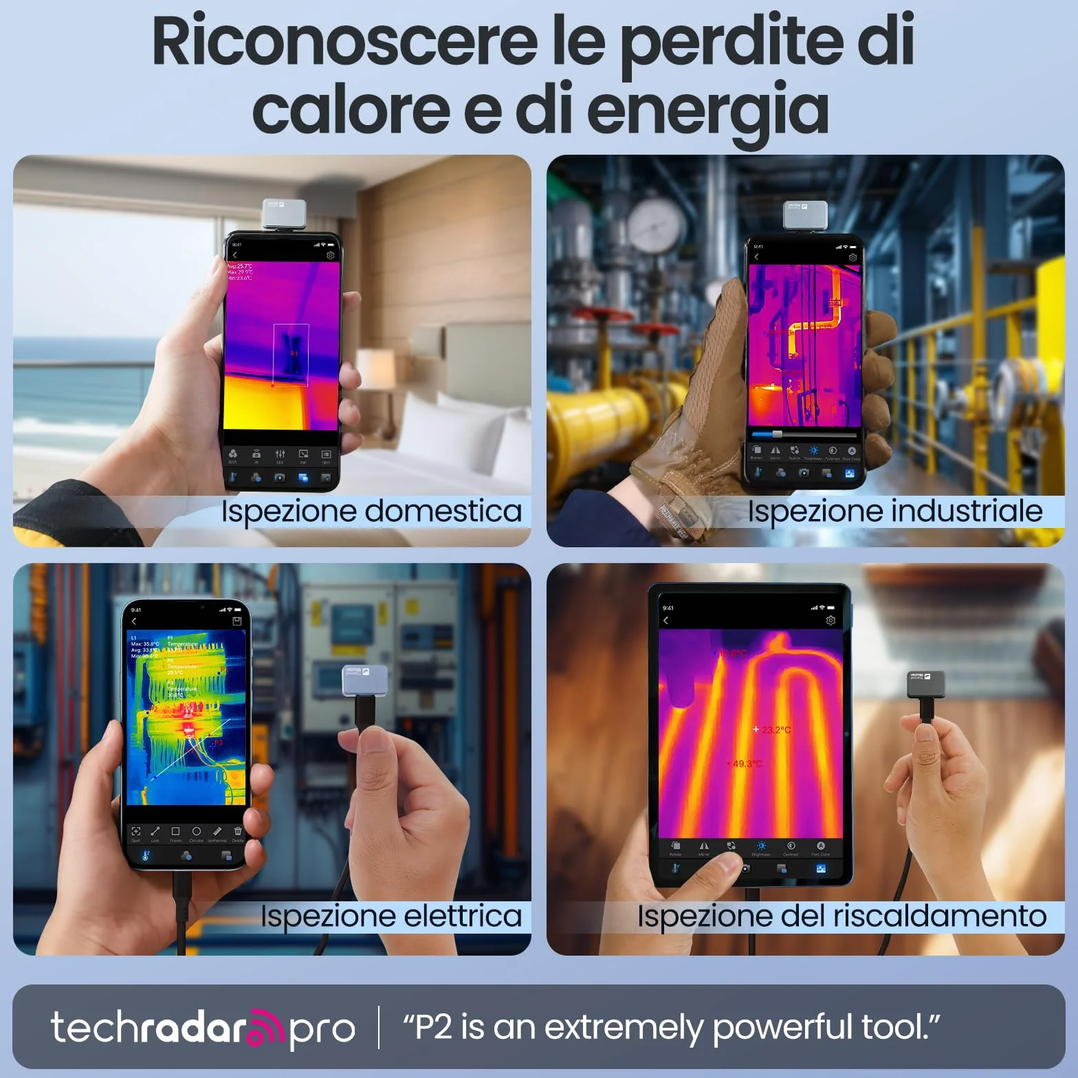 Termocamera Thermal Master P2 Telecamera Termica Smartphone Android Risoluzione Super IR 512x384, da -20 a 600℃ ±1,5℃ Precisione Termocamera a infrarossi con custodia protettiva Zoom 15x