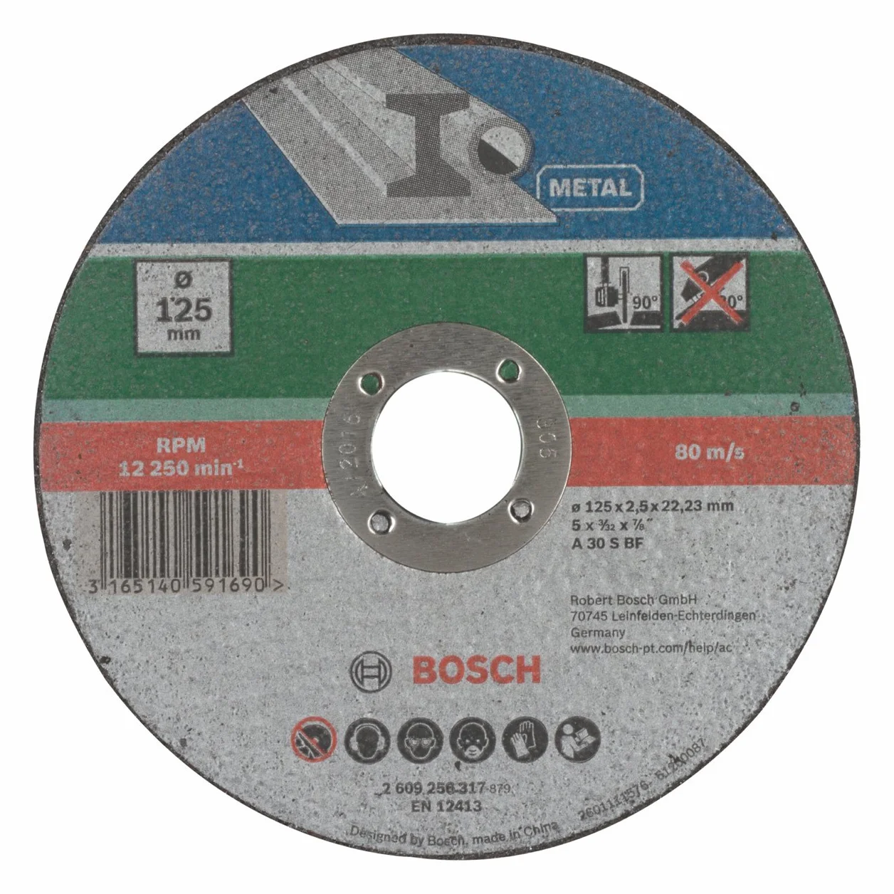 Bosch Mola Taglio Dritta, Metallo 125 x 22.23 x 2.5 mm