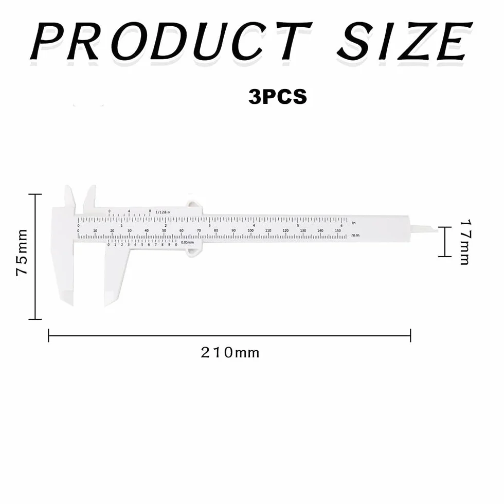 Calibro Digitale 150 mm 6 Pollici Strumento di Misurazione ad Alta Precisione Plastica 3 Pezzi