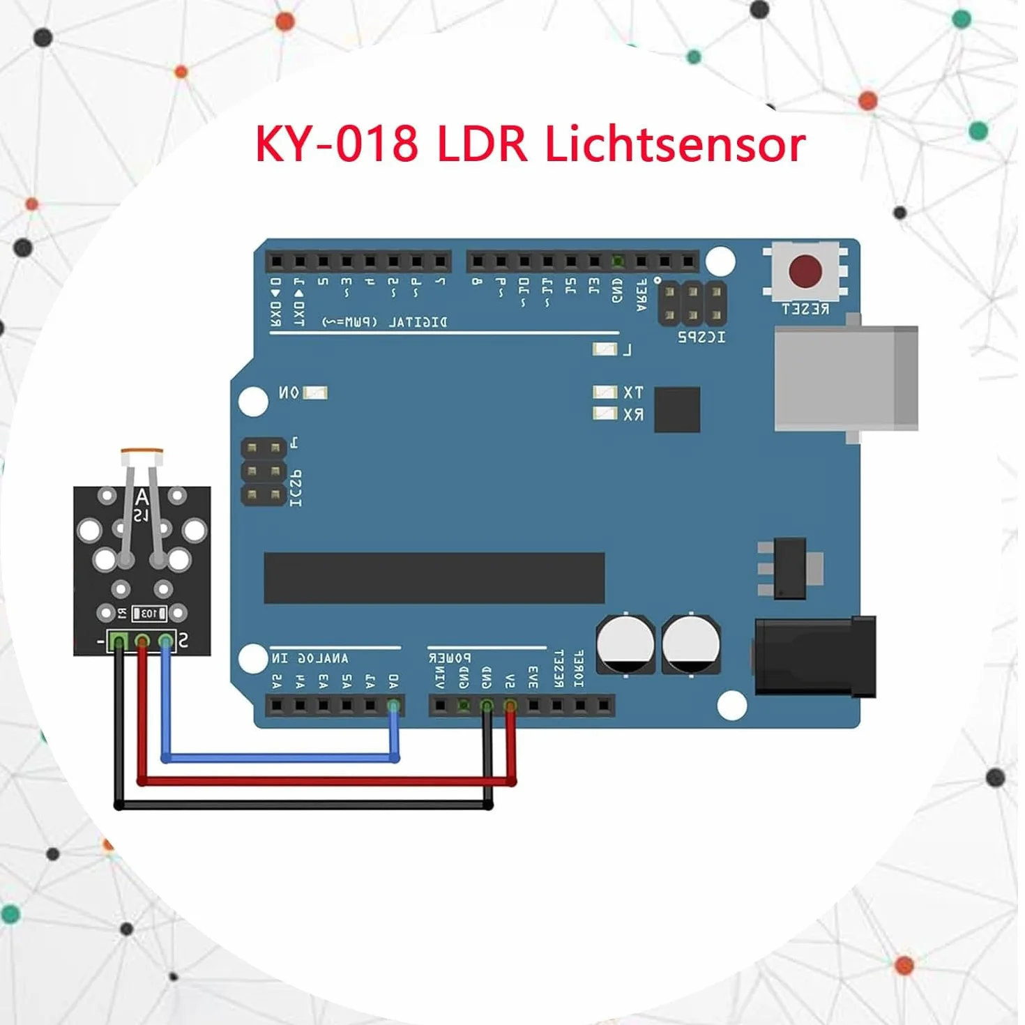 10 moduli KY-018 LDR con sensore di luce con uscita con resistenza fotografica, sensore di luminosità