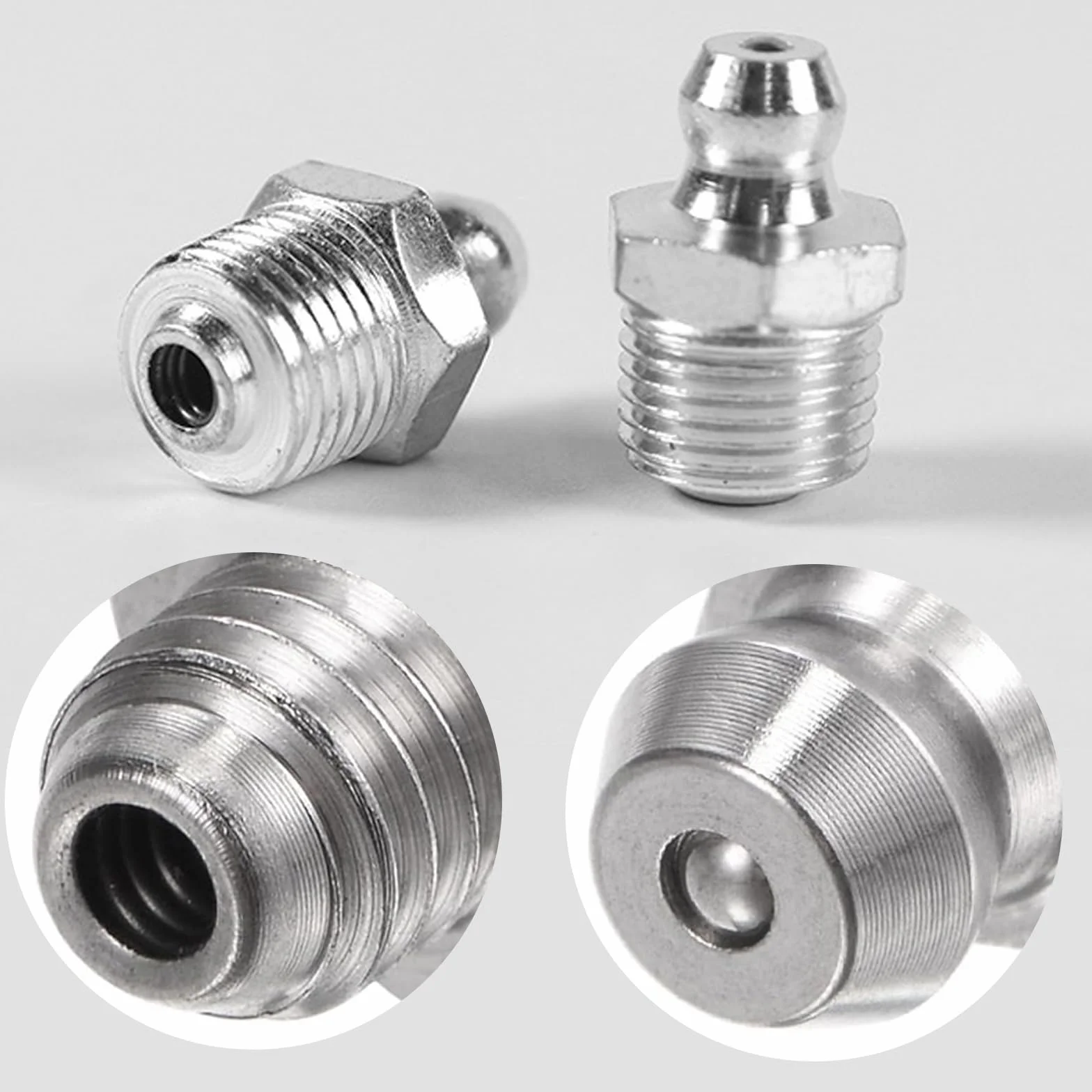10 x lubrificatore diritto in acciaio inossidabile 304, lubrificante M6, lubrificatore a vite, accessori pistola a grasso, testa di lubrificatore destro per auto moto, M6 x 1 mm (argento)