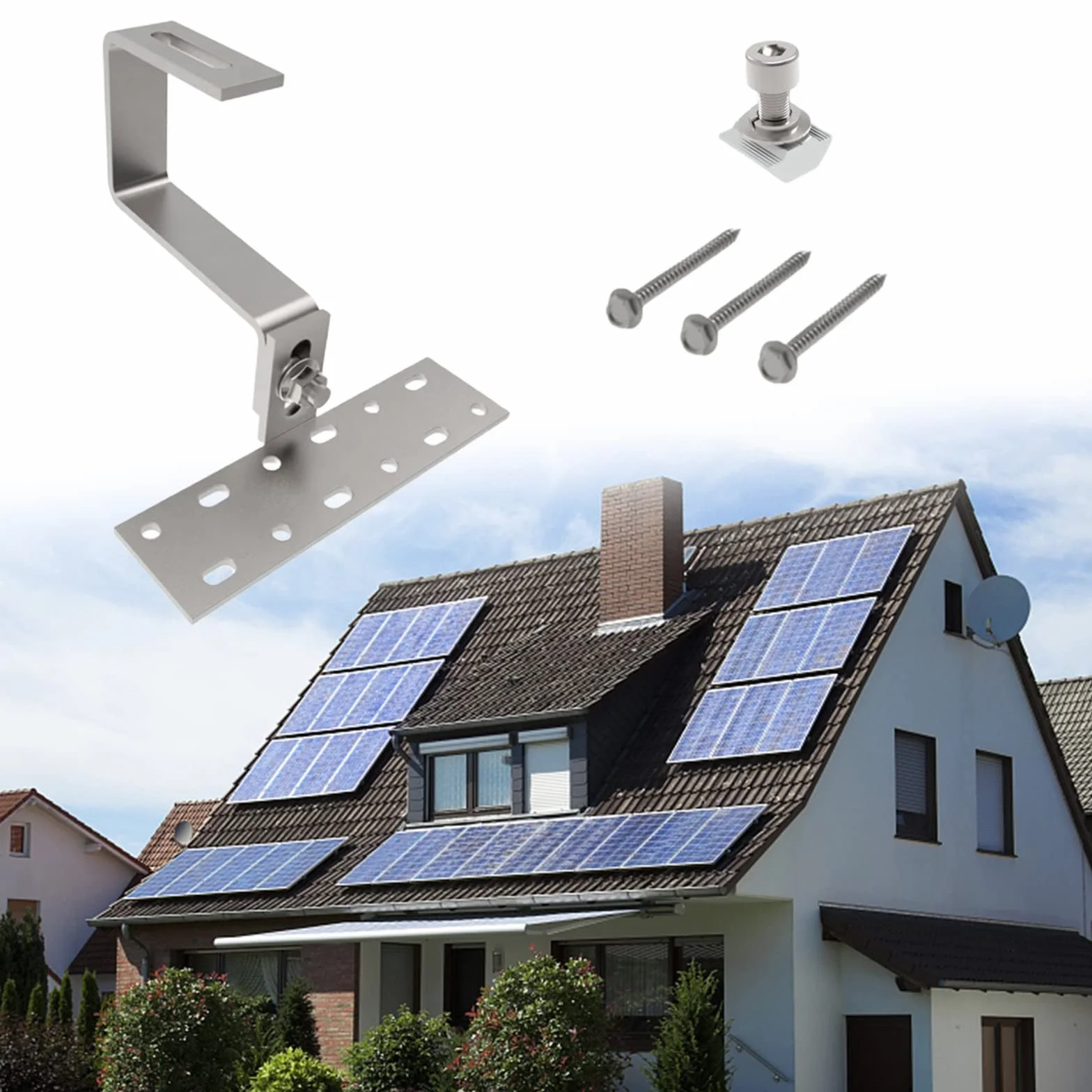 SPORTARC Supporto per tetto a pannello solare, gancio per tetto fotovoltaico regolabile per montaggio superficiale solare fotovoltaico | Staffa per pannello solare per montaggio pannelli solari