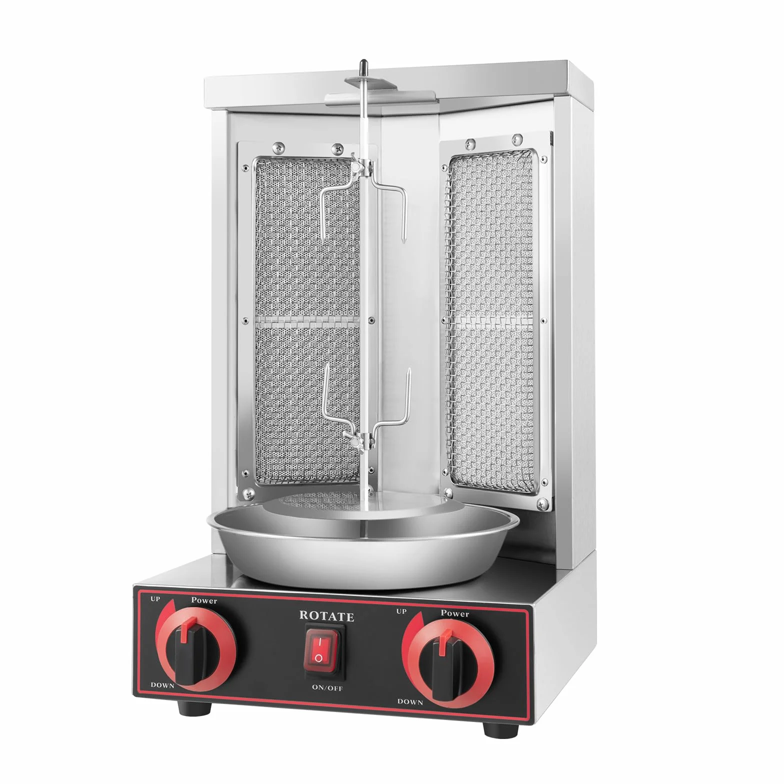 Barbecue per kebab a gas, macchina per kebab da 3000 W, rotazione a 360 °, gamma di temperatura RT-300 °C, barbecue a gas verticale in acciaio inox, girarrosto automatico
