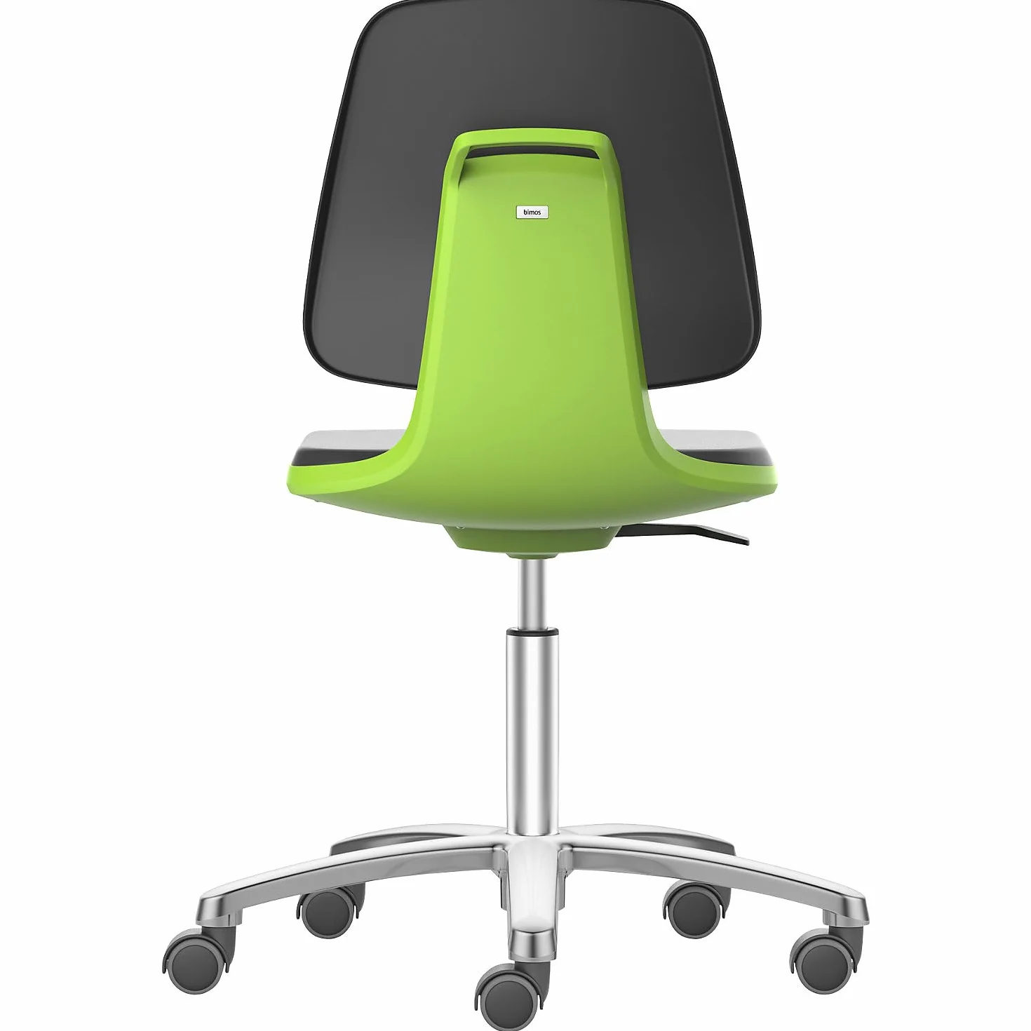 BIMOS | Sedia girevole da lavoro LABSIT | basamento a cinque razze con rotelle | sedile in PU espanso | verde