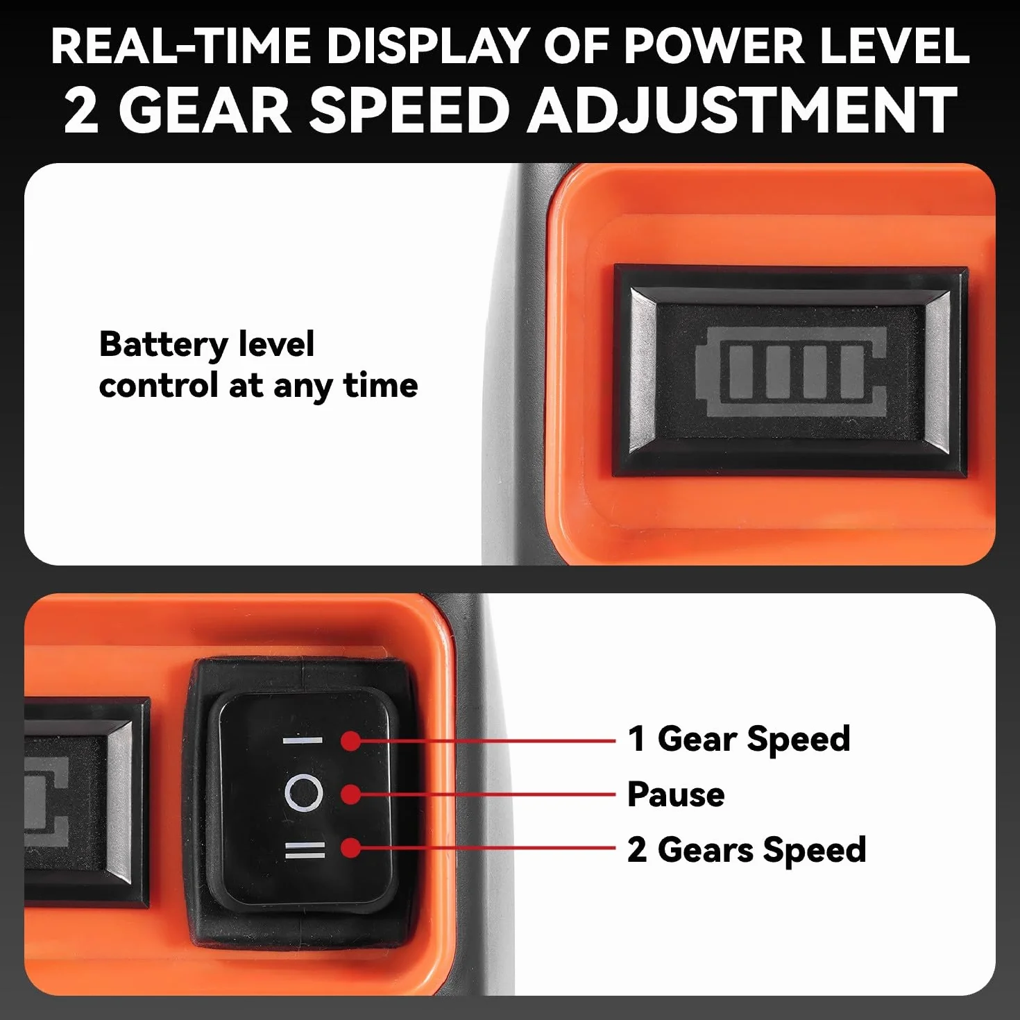 ONEVAN Pompa dell'acqua a batteria, 600 l/h, pompa da giardino elettrica con indicatore di potenza, 2 batterie da 2000 mAh, regolazione a 2 marce, pompa dell'acqua con ugello 7 in 1, tubo, filtro