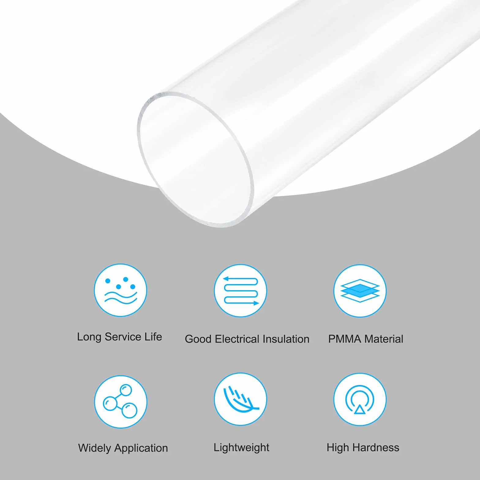 PATIKIL 66mm ID x 70mm OD x 200mm Trasparente Rigido Acrilico Tubo, Rigido Rotondo Tubo per Acqua Tubo