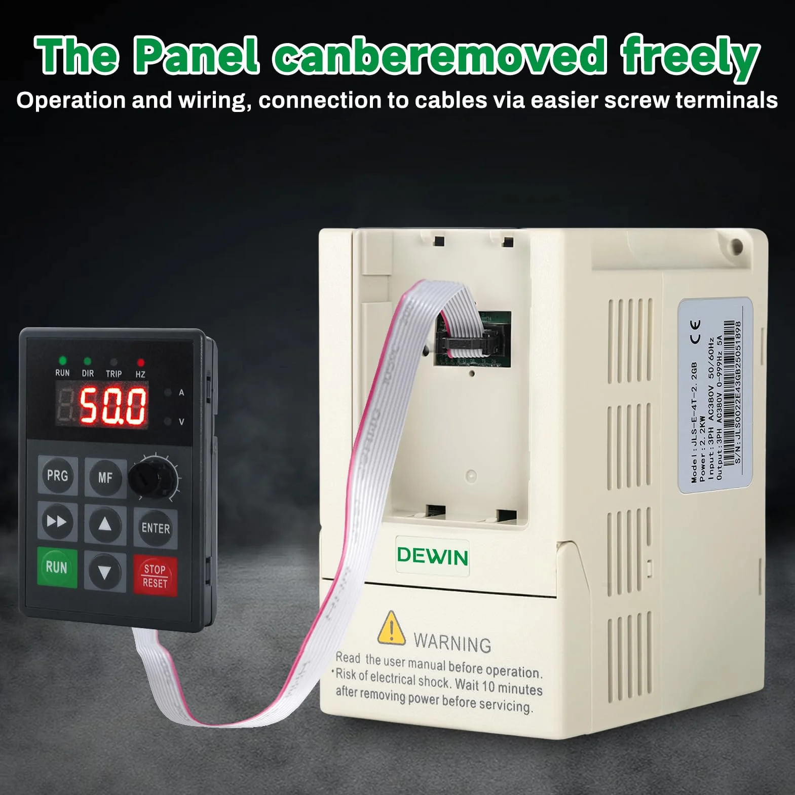 DEWIN Inverter per Motori Trifase 380V 2.2KW Azionamento a Frequenza Variabile VFD 380V Ingresso trifase Uscita trifase Convertitore di Frequenza VFD Regolatore di velocità del Motore(Size : 2.2kW)