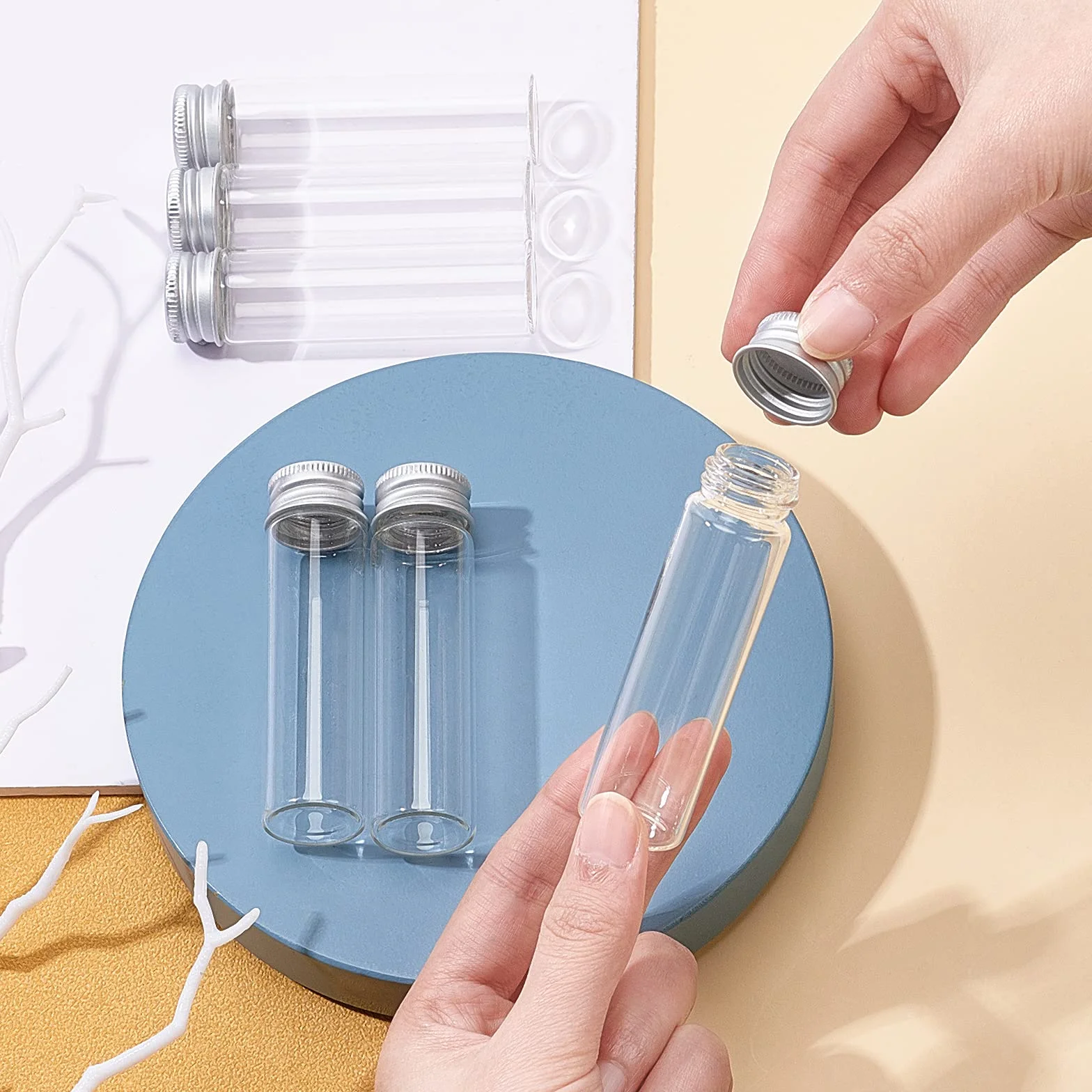 BENECREAT 20 Pz Flacone Sigillato in Vetro da 20 ml con Tappo A Vite in Alluminio per Campione Liquido